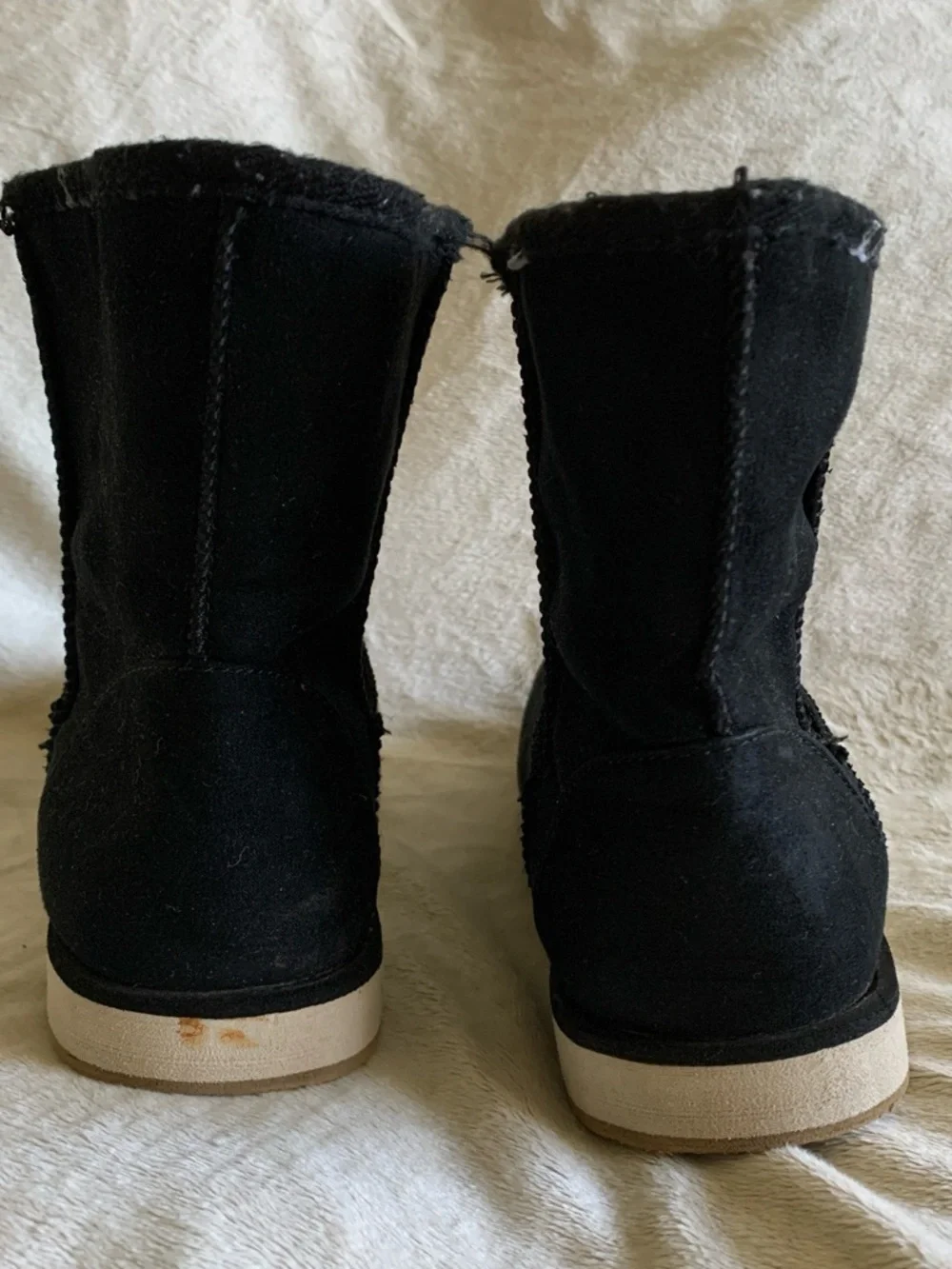 Black Short Shearling-Lined Ankle Boots for Women